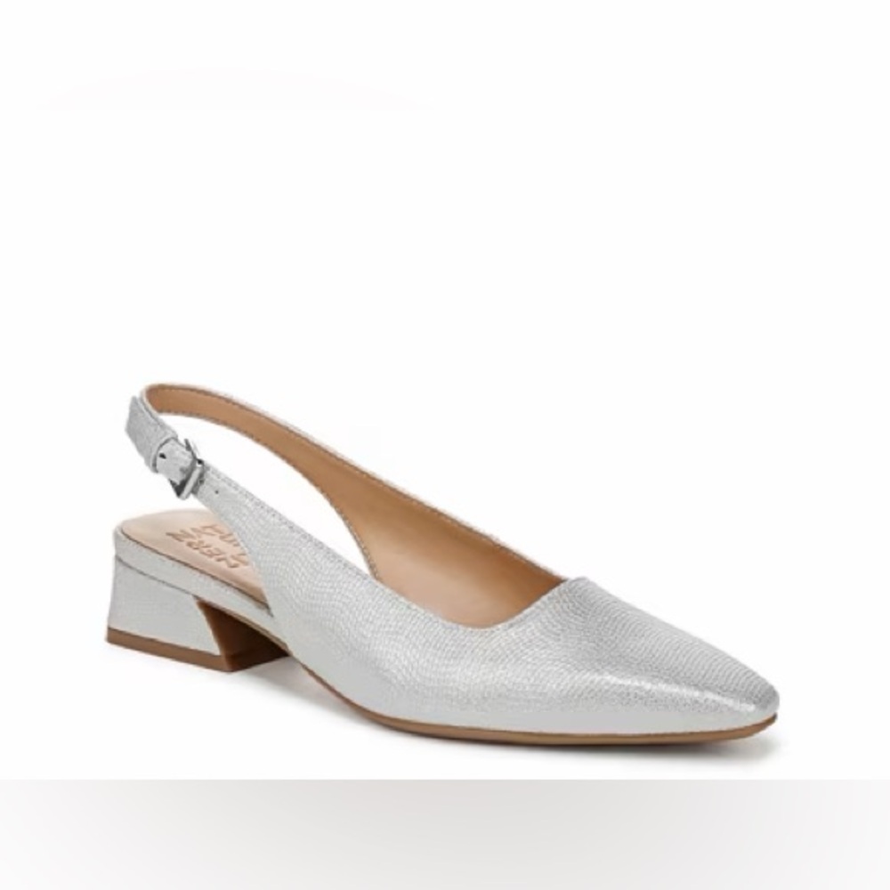 Naturalizer Silver Slingback Flats